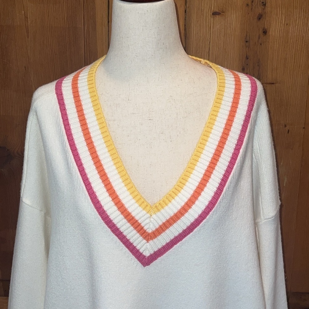 Kerri Rosenthal Multicolored Ribbing @ V Neck & All Hemlines Sz. L - Picture 7 of 13